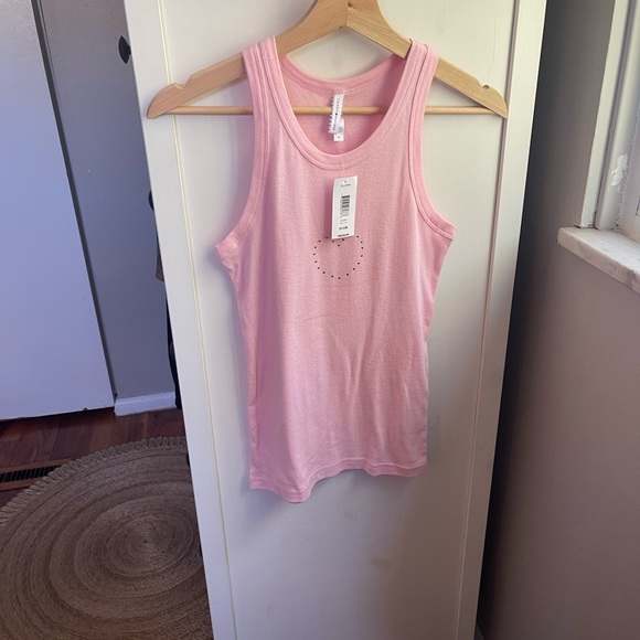 NWT Tommy Hilfiger Intimates Pink Racerback Tank-top with Silver Heart Stud Y2K - Picture 7 of 10